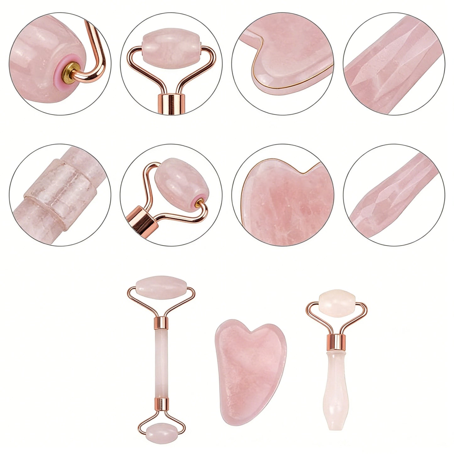 Natural Rose Quartz Revitalizing Facial Massage Set