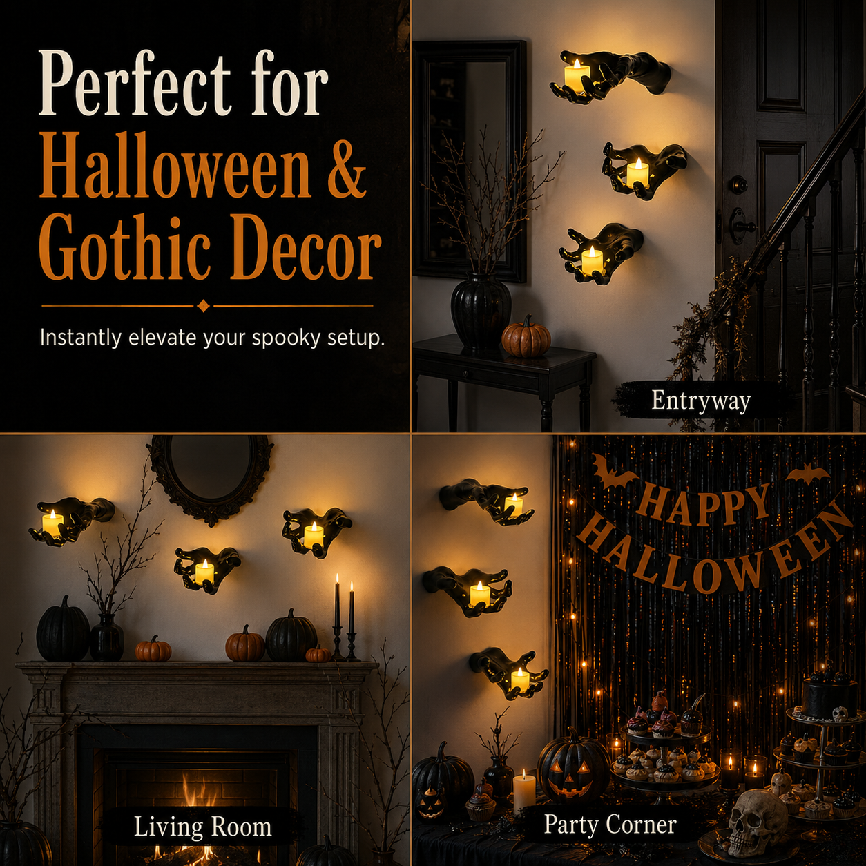 👻Gothic Hand Wall Candle Holders – 🎃Halloween Decor