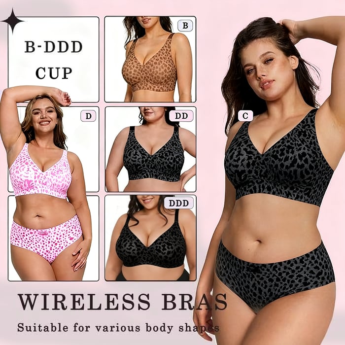 💝LAST DAY SALE 50% OFF💝Super Firming Leopard Print Jelly  Bra | Women Wirefree Bras 👍No More Sagging Breasts