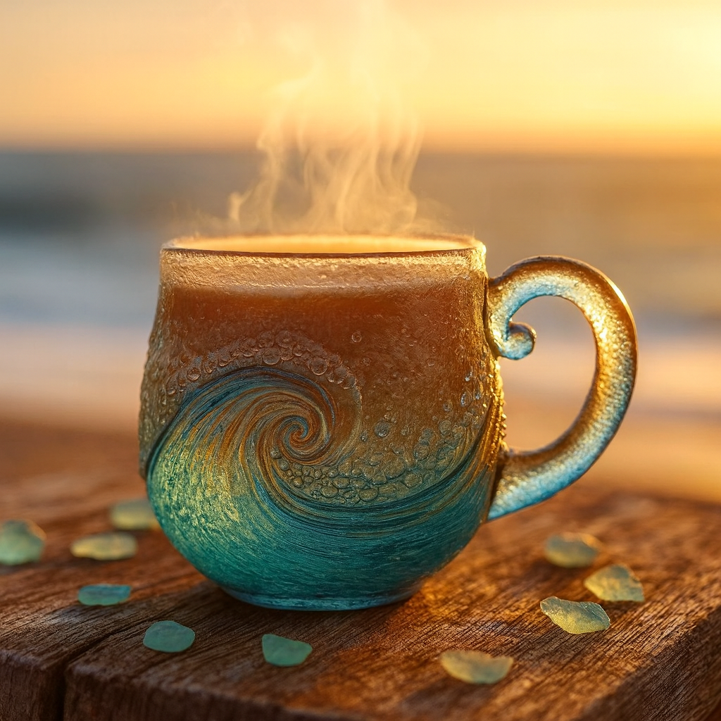 🔥 Unique Handcrafted Sea Glass Ocean Wave Mug🎁
