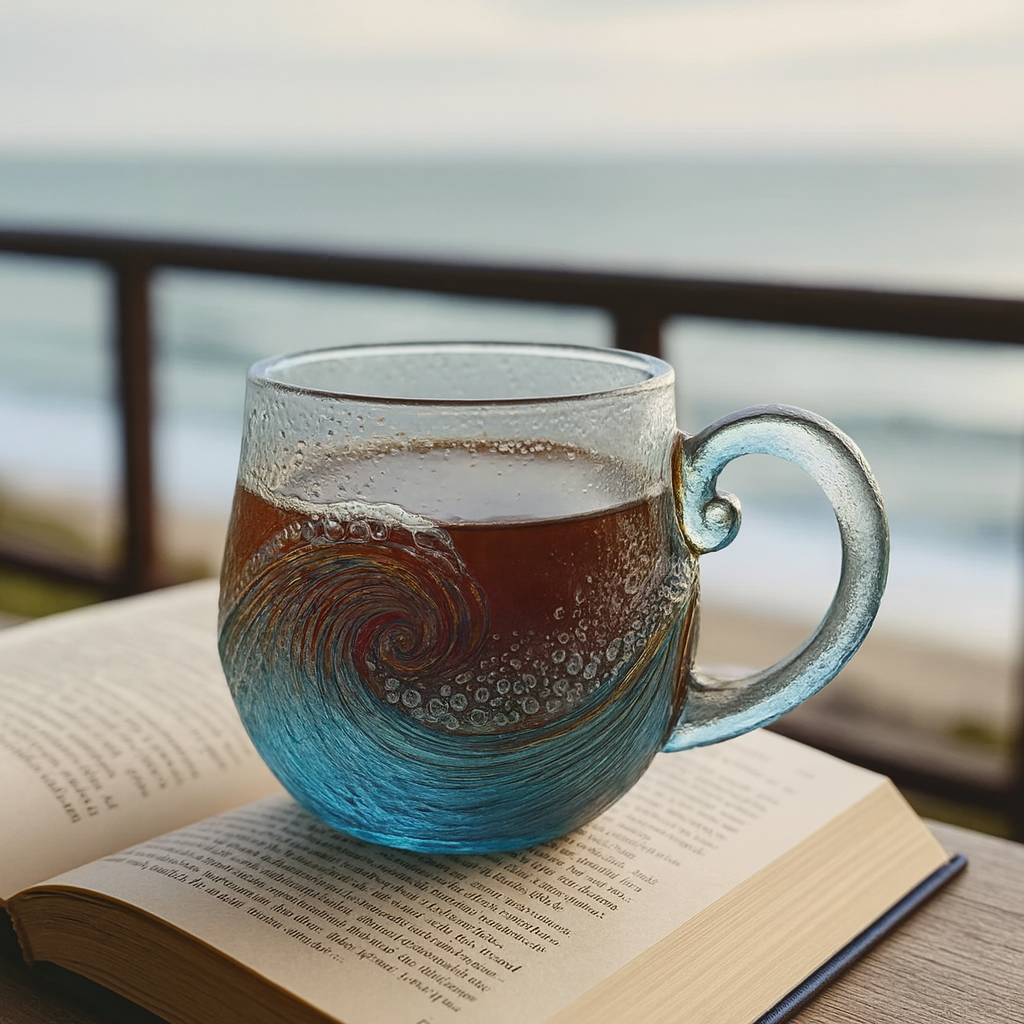 🔥 Unique Handcrafted Sea Glass Ocean Wave Mug🎁