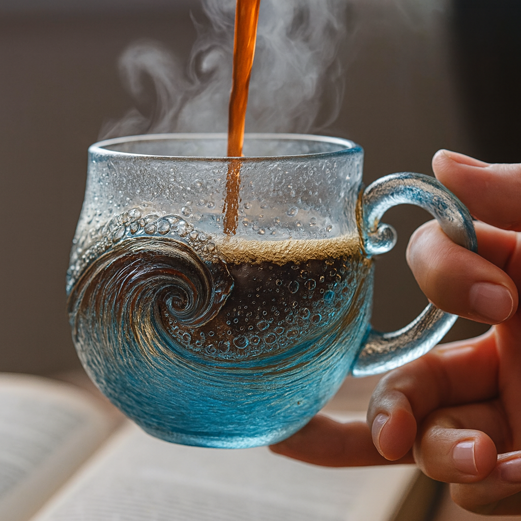 🔥 Unique Handcrafted Sea Glass Ocean Wave Mug🎁