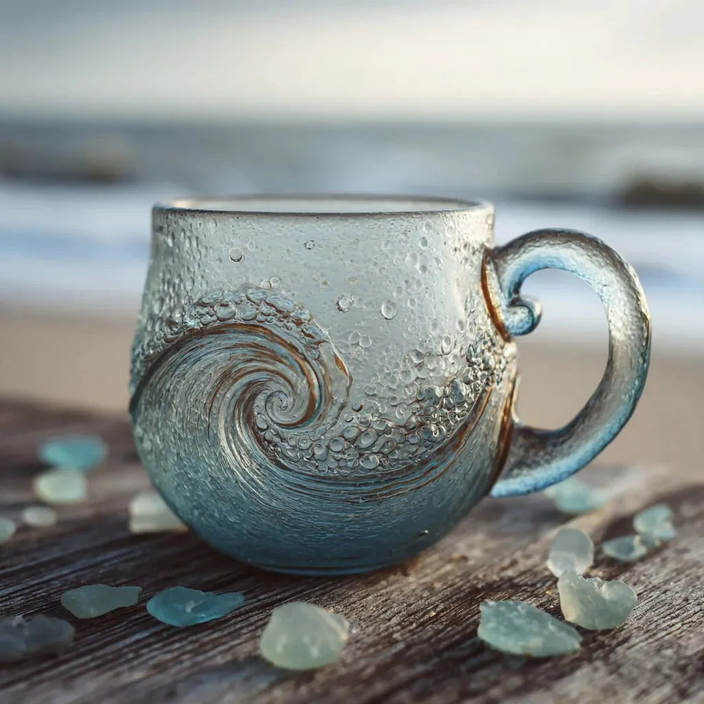🔥 Unique Handcrafted Sea Glass Ocean Wave Mug🎁