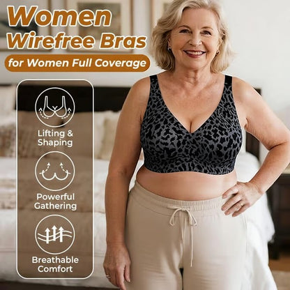 💝LAST DAY SALE 50% OFF💝Super Firming Leopard Print Jelly  Bra | Women Wirefree Bras 👍No More Sagging Breasts