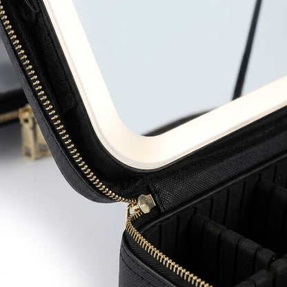 Professional LED Makeup Travel Case with 4K HD Mirror and Adjustable Dividers