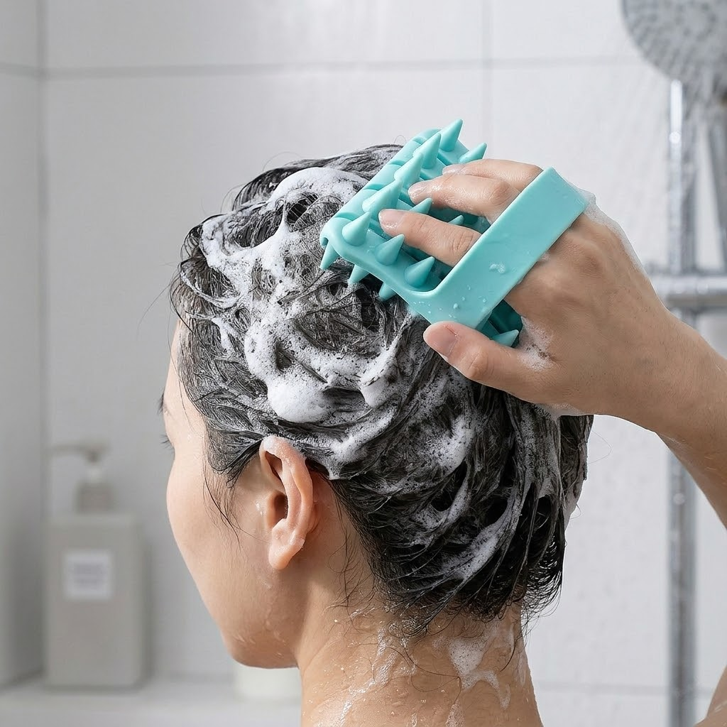 Ergonomic Elastic Silicone Scalp Massager and Shampoo Brush